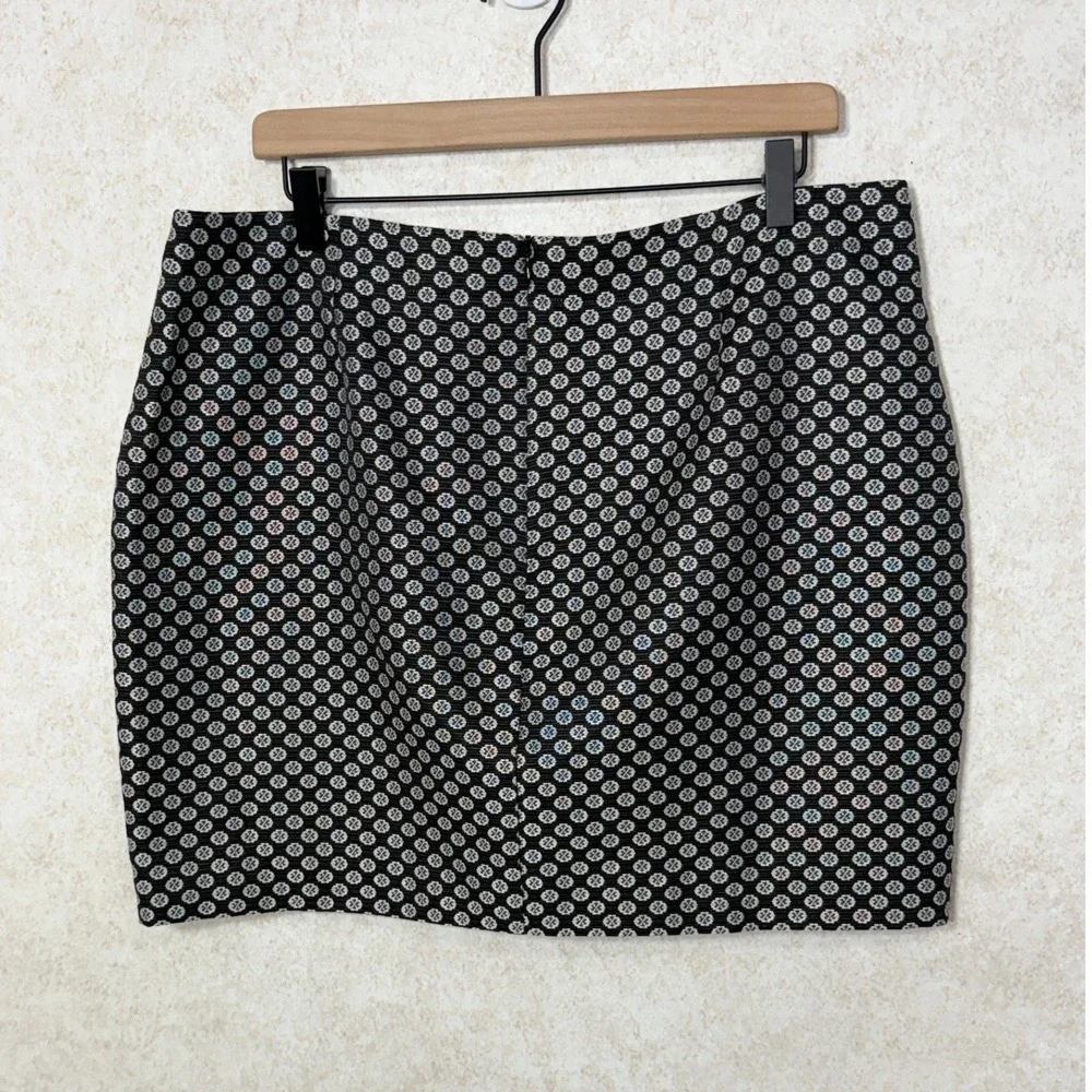 Garnet Hill Black White Geometric Pattern‎ Mini Skirt Size 16 Career Office Work